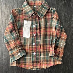 NWT Flannel button down shirt , size 2-3 years